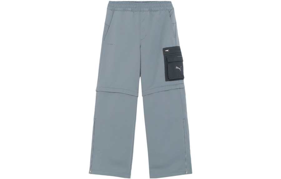 PUMA Casual Pants Unisex Gray Moderate Straight Fit Pants