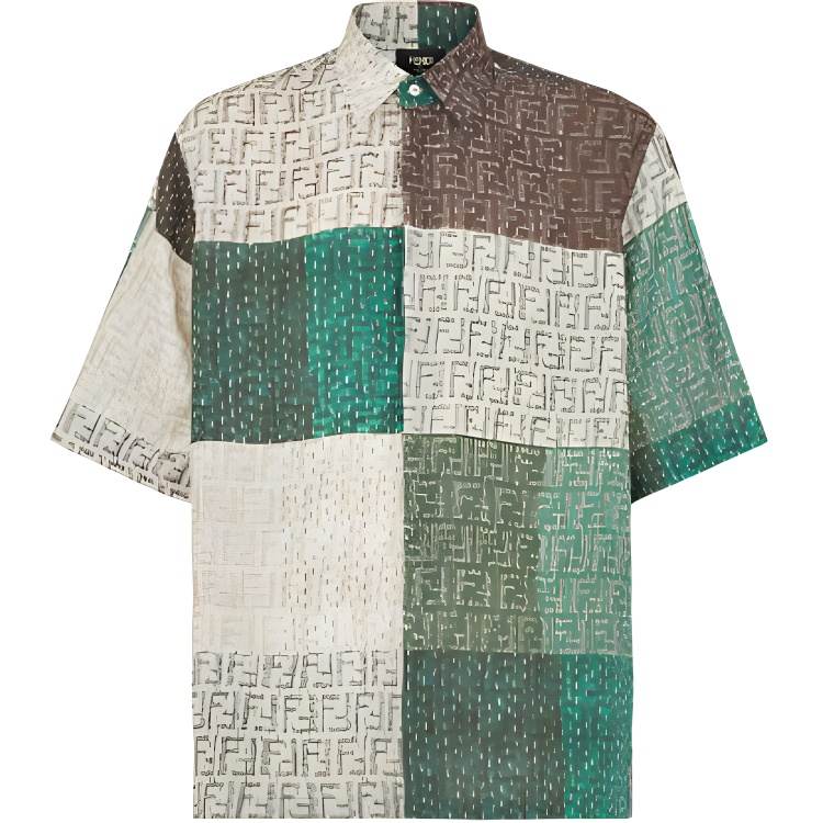 FENDI Panelled Collared Short Sleeve Shirt