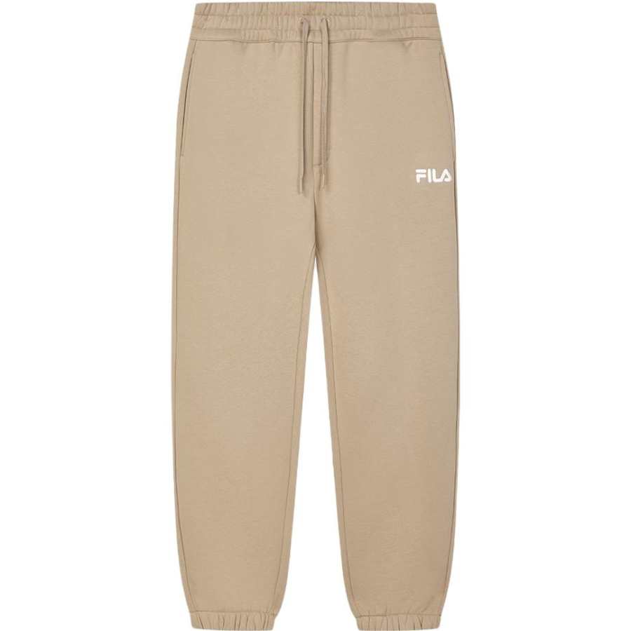 FILA Fleece Lined Knitted Fabric Pants Sports Pants American Style Casual Pants Men's Earth Yellow Khaki