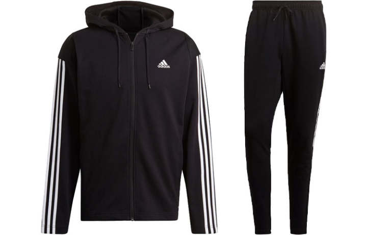 Adidas Adidas Ribbed Insert Track Suit Casual Sportswear Men's Black