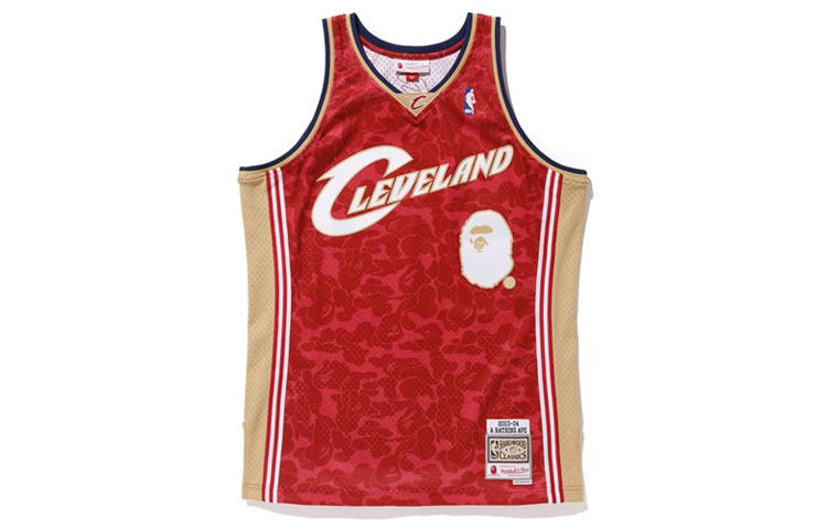 A BATHING APE x Mitchell & Ness Ape Head Series Basketball Jersey Men's Burgundy