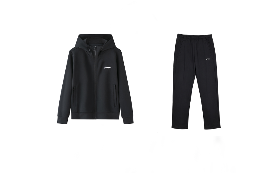 Li-Ning Li Ning Casual Sportswear Men's Set Black+Black Hooded Moderate