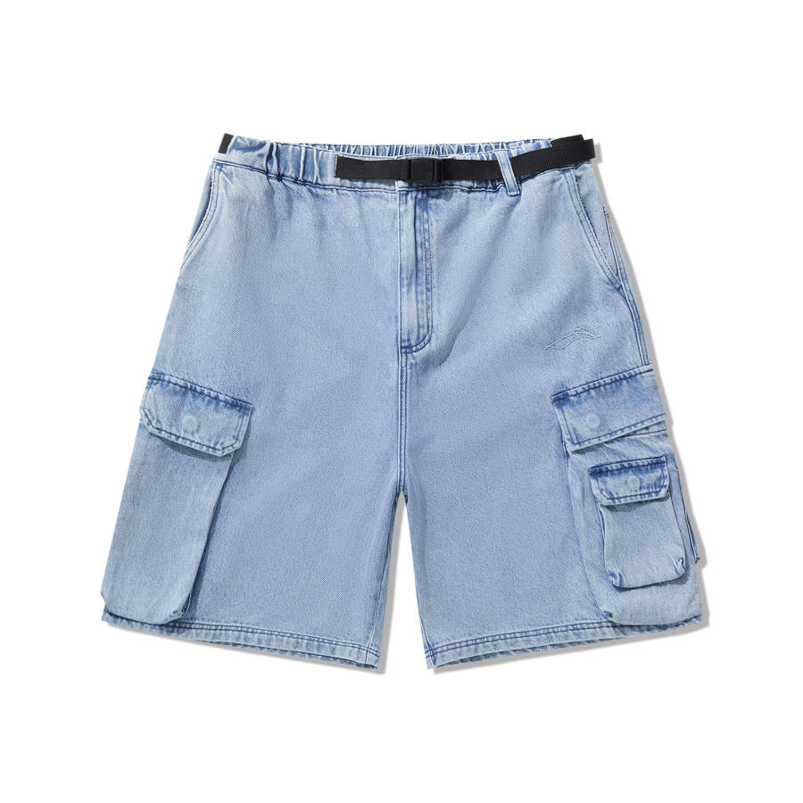Li-Ning Li Ning Denim Shorts Men's Light Blue Denim