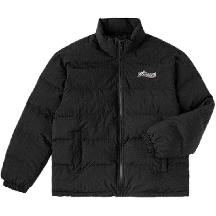Lee Lee Puffer Jackets Men's Black Stand Collar Moderate Padded Puffer Jacket