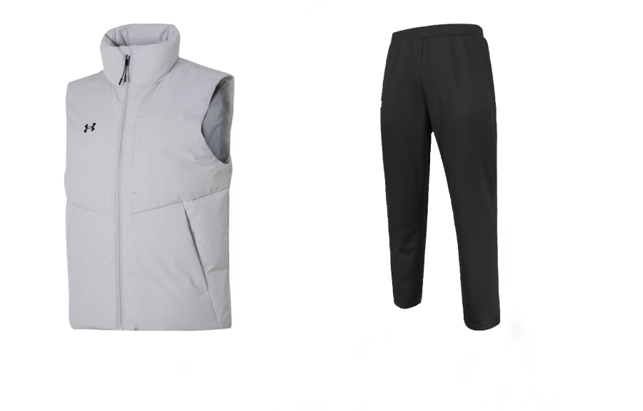 Under Armour Casual Sportswear Men's Set Gray+Black Stand Collar Thin