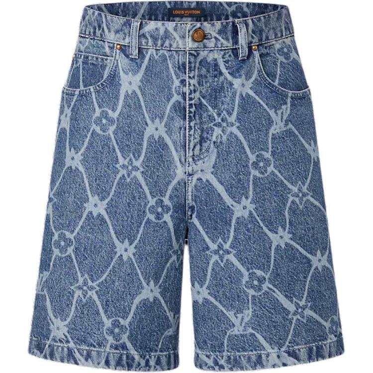 LOUIS VUITTON Lv Monogram Printed Denim Shorts