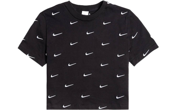 Nike Nike All Over Swoosh Logo Cropped T Shirt Black