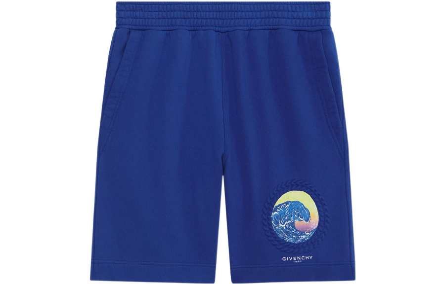 Givenchy Givenchy wave-print cotton track shorts
