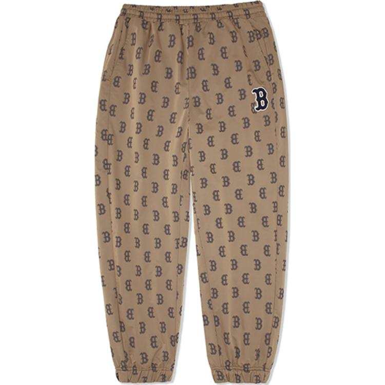 MLB Boston Red Sox Retro Sports Fleece Lined Comfortable Casual Pants Unisex Beige Yellow