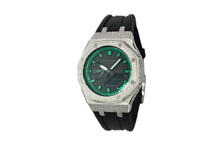 CASIO CASIO Custom Collection Electronic Movement Fluoroelastomer Strap Watch Men's Watches Green Dial