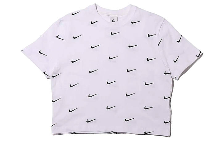 Nike Nike All Over Swoosh Logo Cropped T Shirt White