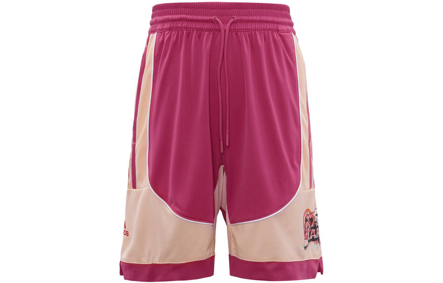 Adidas Adidas Basketball Shorts Men's Pink Moderate Straight Fit Pants