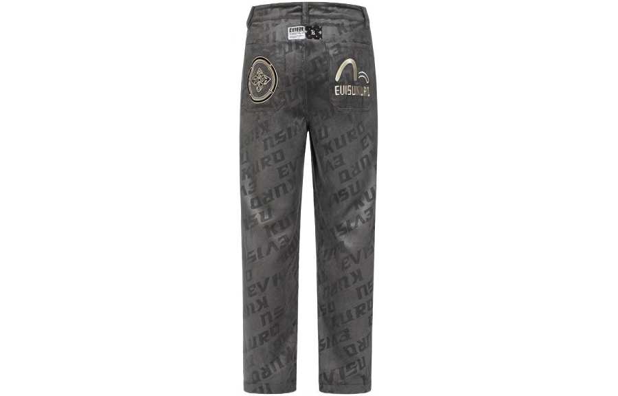 EVISU Casual Pants Men's Charcoal Gray Moderate Straight Fit Pants
