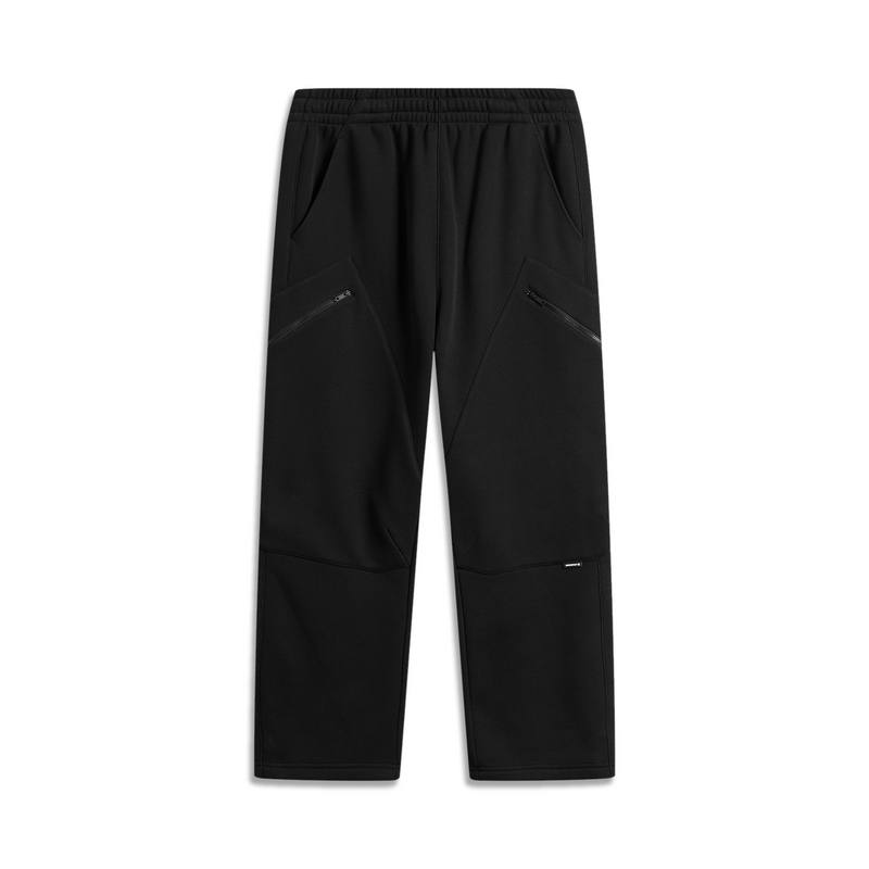 Li-Ning Li Ning CF Tracing Fleece Lined Thermal Anti Static Straight Fit Loose Fit Sweatpants Casual Pants Men's Black