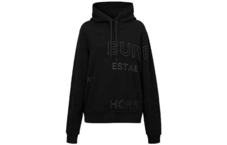 Burberry Sweatshirts Women's Black Hooded Moderate