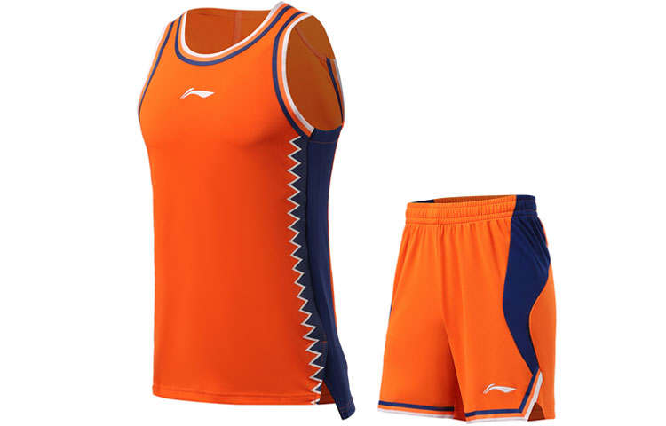 Li-Ning Li Ning Sports Basketball Collection Basketball Suit Men's Sun Orange