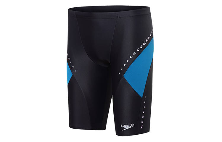 Speedo Swimming Shorts Men's Black Blue Moderate Mid Length Swim Shorts