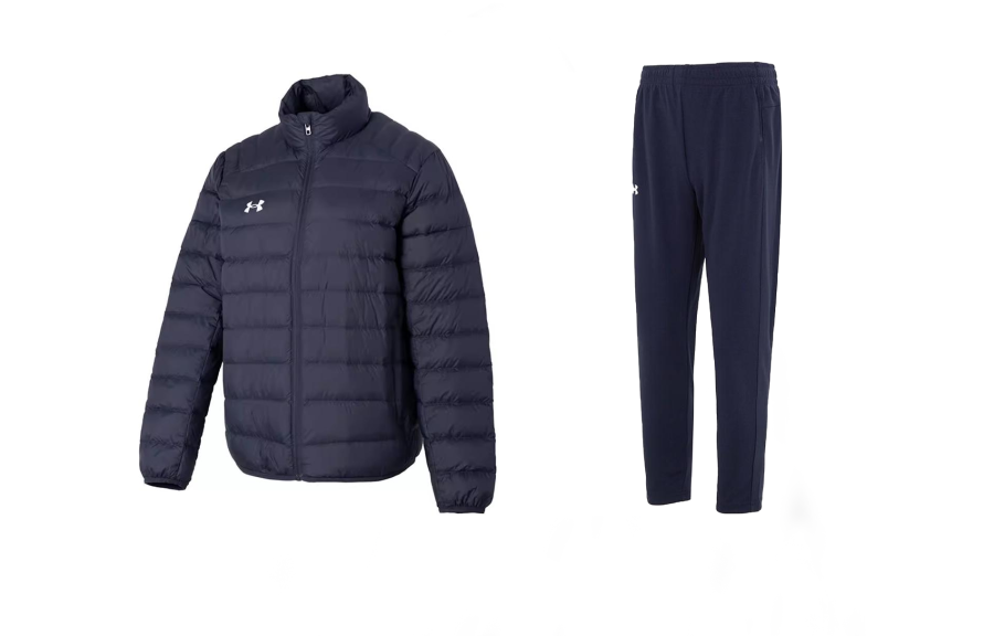 Under Armour Casual Sportswear Men's Set Blue+Navy Blue Stand Collar Moderate