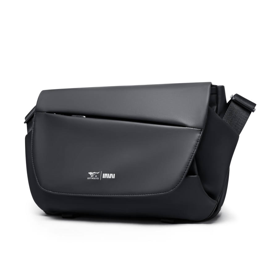 SEPTWOLVES SEPTWOLVES Artificial Leather Crossbody Bags Regular Unisex Black