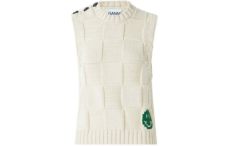 GANNI Cotton Rope Knit Vest 'Brazilian Sand'
