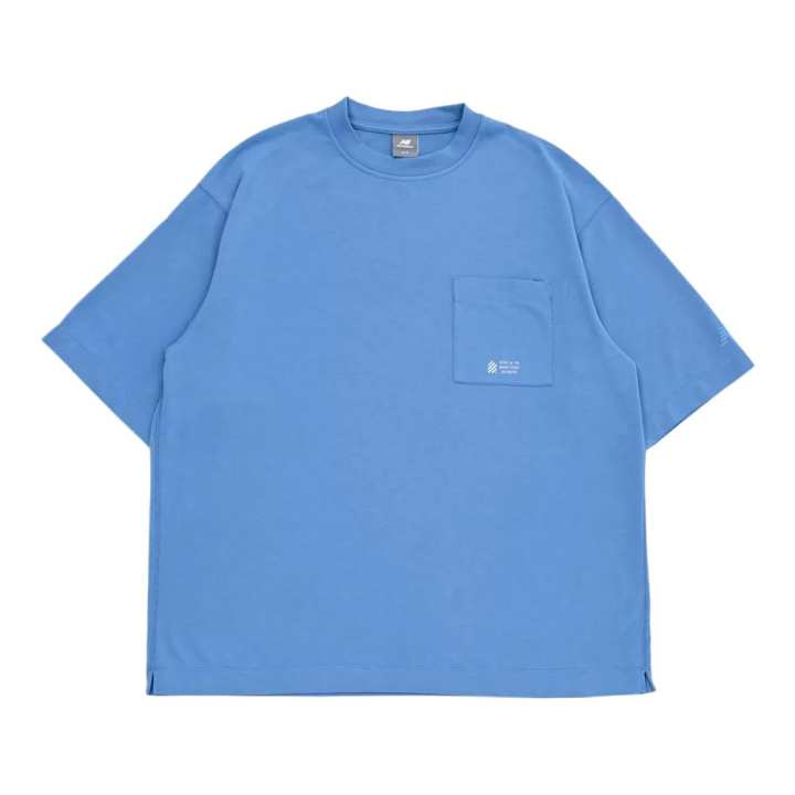 New Balance New Balance T Shirts Men's Blue Crew Neck Moderate Straight Fit