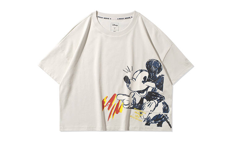Li-Ning Li Ning X Disney Crop Tops Women's White Crew Neck Moderate