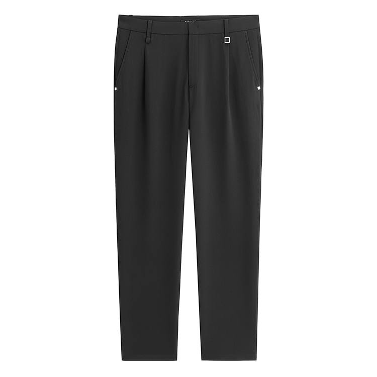 PEACEBIRD MEN Solid Color Straight Fit Casual Pants Men's Black 1