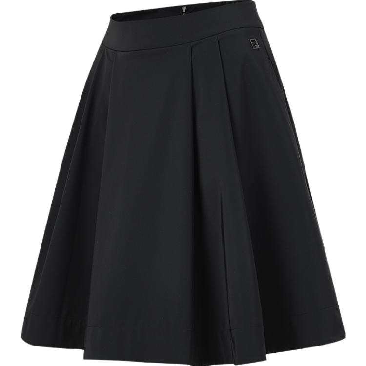 FILA Knit Long Skirts Women's Jet Black Mid Length A Line Skirt