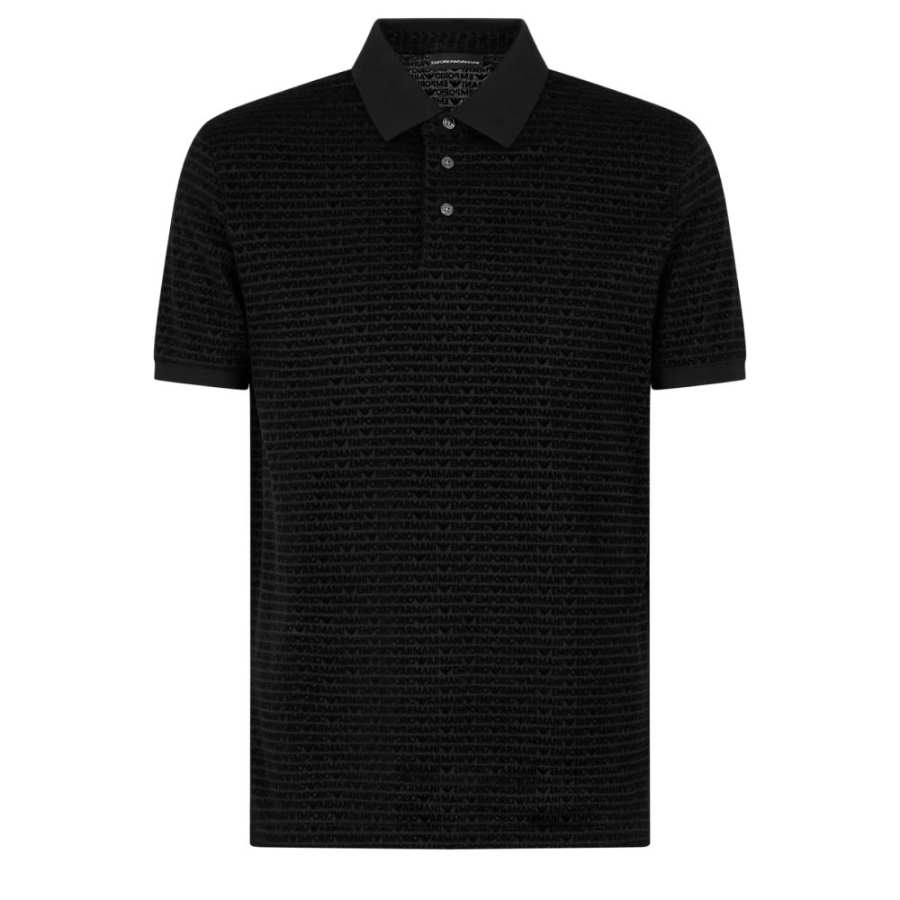 EMPORIO ARMANI Logo Flocked Short Sleeved Polo Shirt