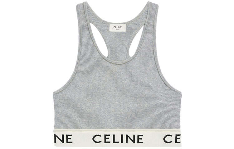 CELINE Tank Tops Women's Gray Racerback