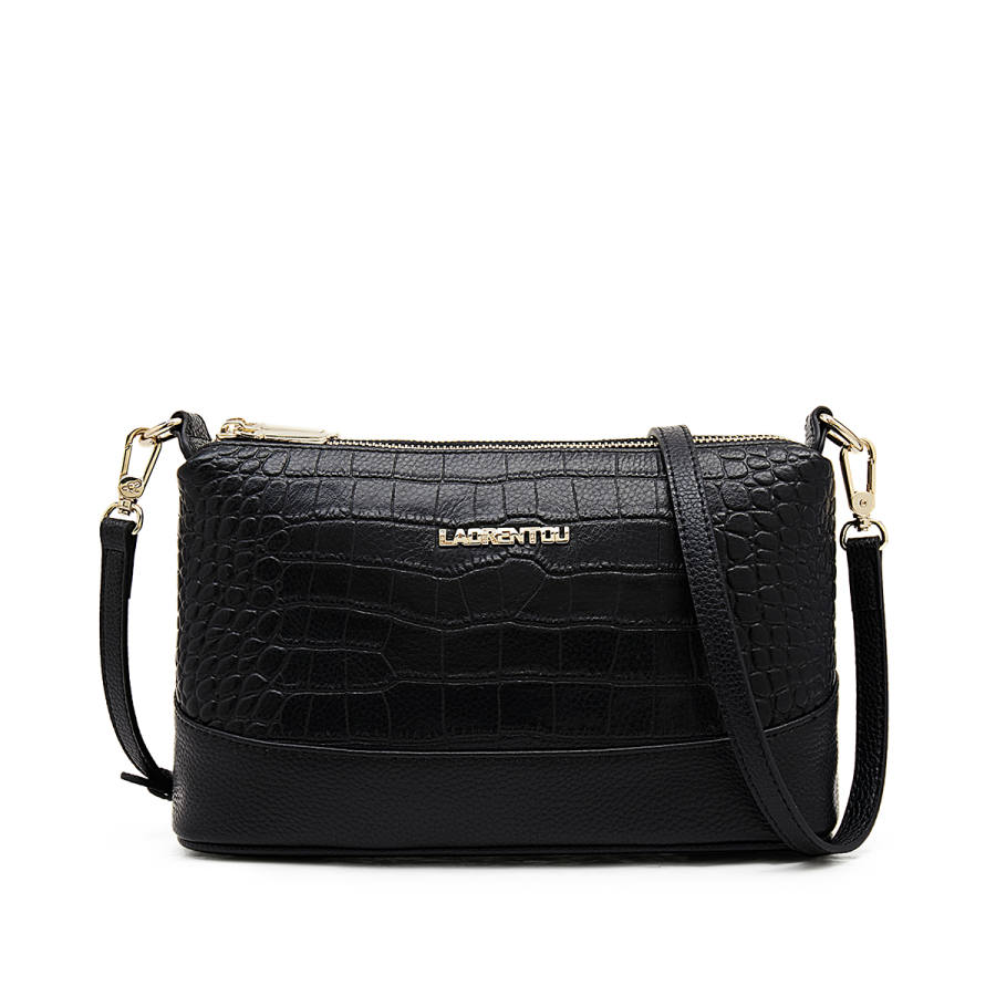 LAORENTOU Top Grain Cow Leather Shoulder Bag, Crossbody Bag Women's Black