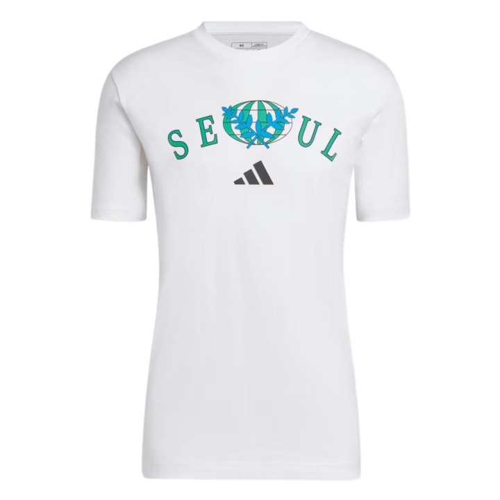 Adidas Adidas T Shirts Men's White Crew Neck Moderate Straight Fit