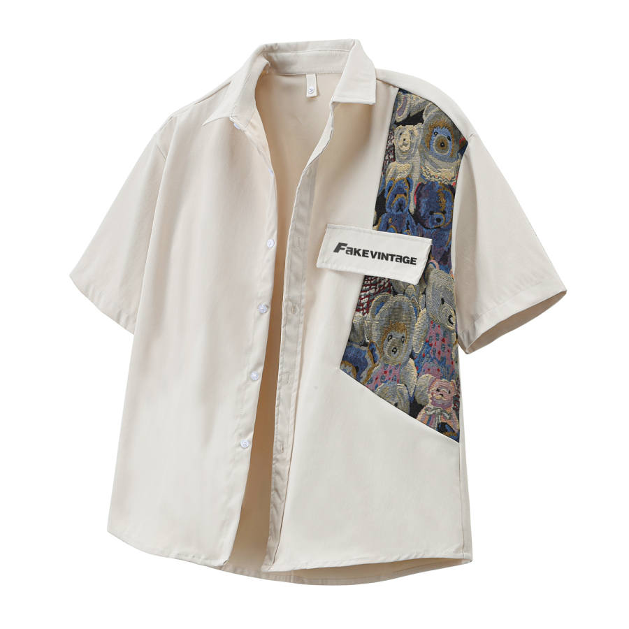 FAKE UINTAGE Shirts Unisex Lapel Moderate Workwear