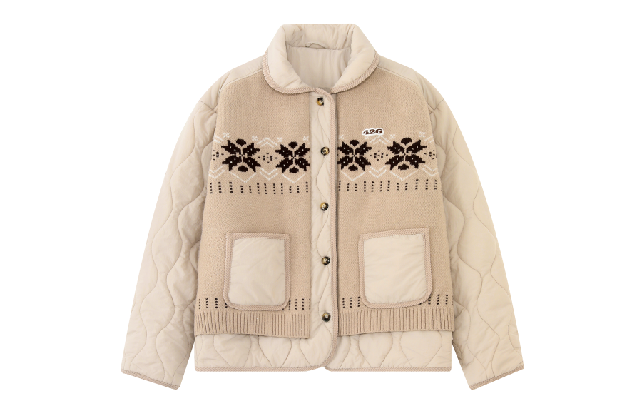 F426 F426 Puffer Jackets Unisex Lapel Thickened Patchwork Puffer Jacket