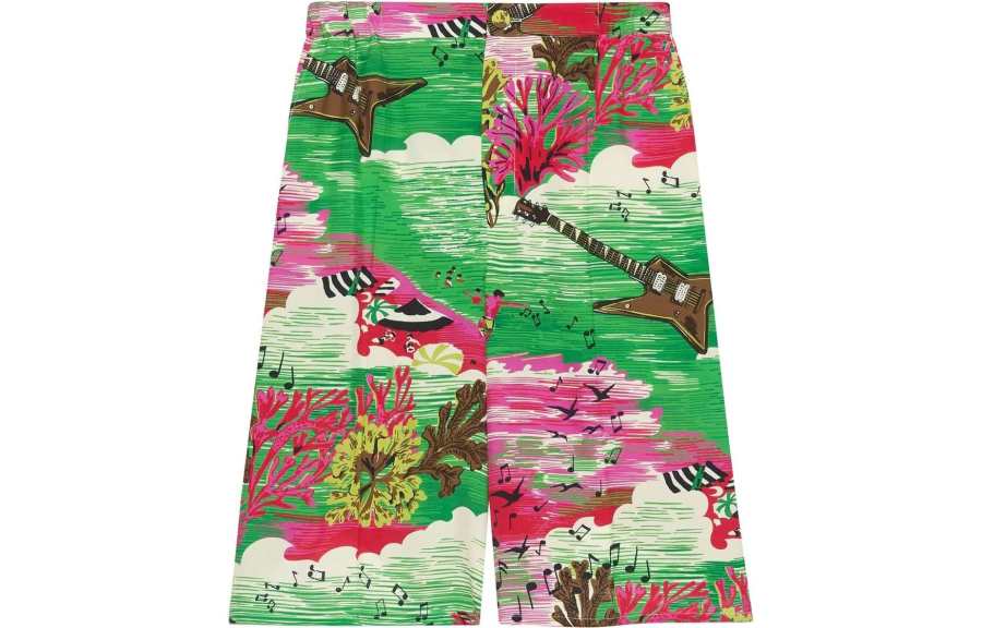 GUCCI 【Previous Season】painterly-print silk shorts
