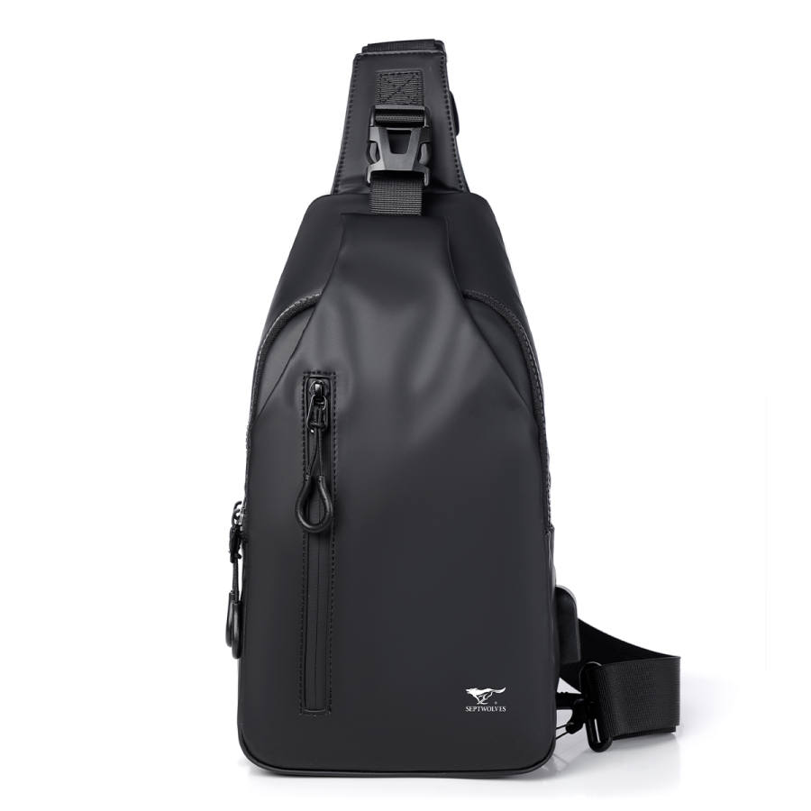 SEPTWOLVES SEPTWOLVES Fabric Sling Bag Men's Black