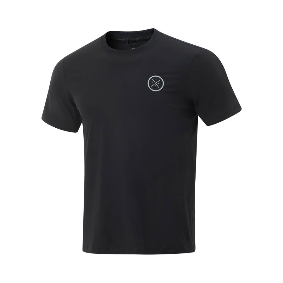 Li-Ning Li Ning T Shirts Men's Black Crew Neck Moderate Straight Fit