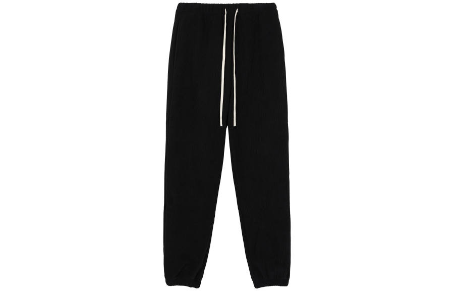 CLIMAX VISION Solid Color Corduroy Thickened Fleece Lined Thermal Loose Fit Elastic Cuff Casual Pants Unisex