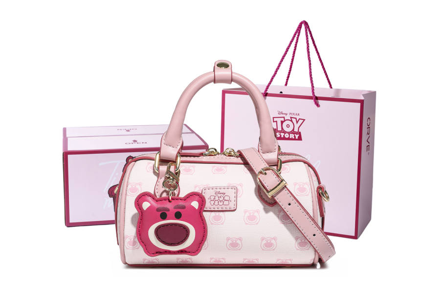 Disney Lotso PVC Crossbody Bag, Shoulder Bag, Handbag Regular Women's Cherry Blossom Pink/Rouge Pink