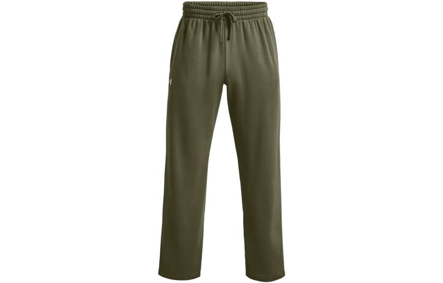 Under Armour Rival Fleece Casual Pants Men's Green Thickened And Fleece Lined Straight Fit Pants