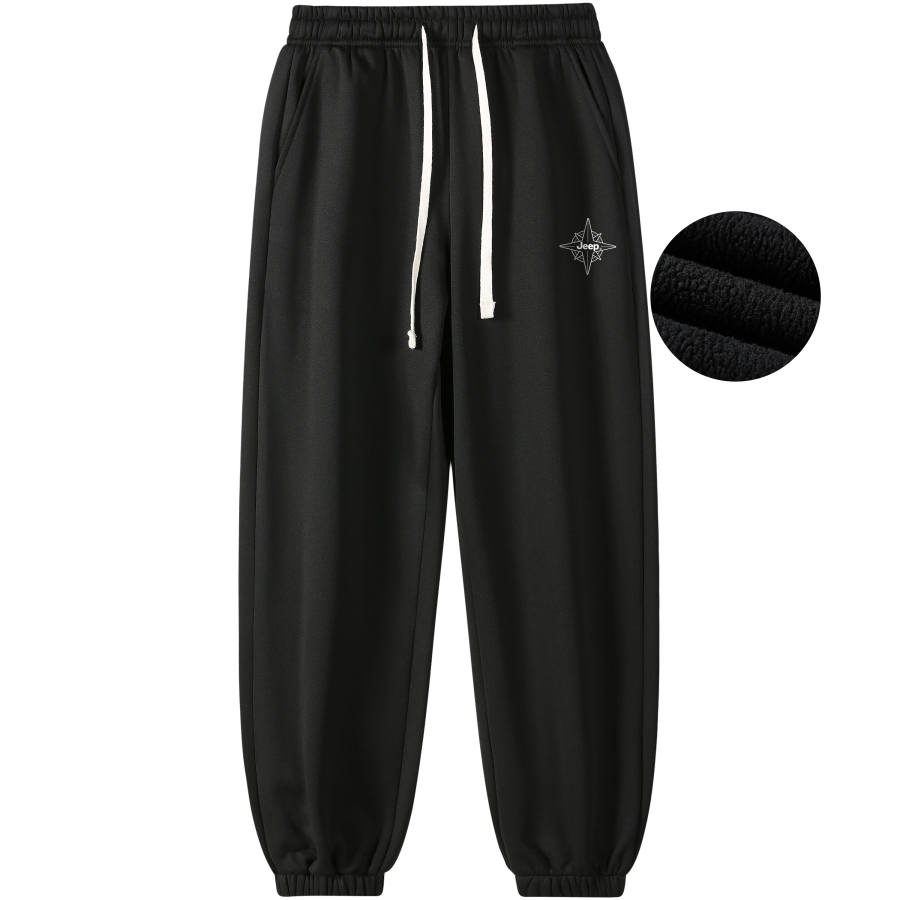 Jeep Casual Pants Unisex Thickened And Fleece Lined Cuffed Pants