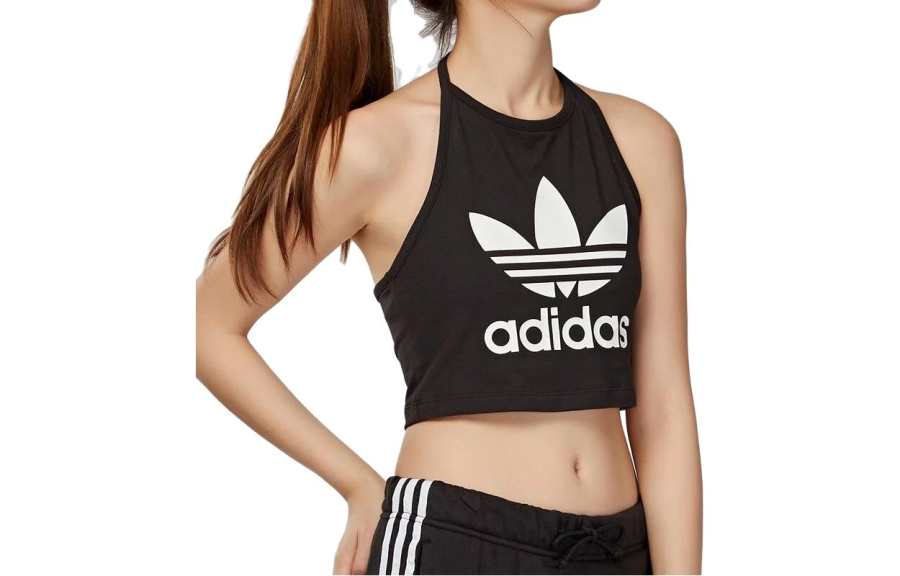 Adidas Originals Tank Tops Women's Black Crew Neck Moderate Halter Neck