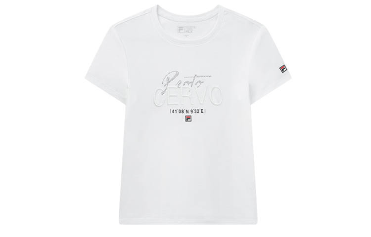 FILA T Shirts Women's White Crew Neck Moderate Straight Fit