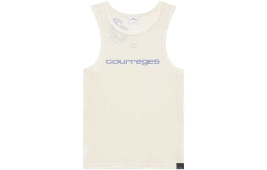 COURREGES COURREGES Mesh panelled Logo Tank Top