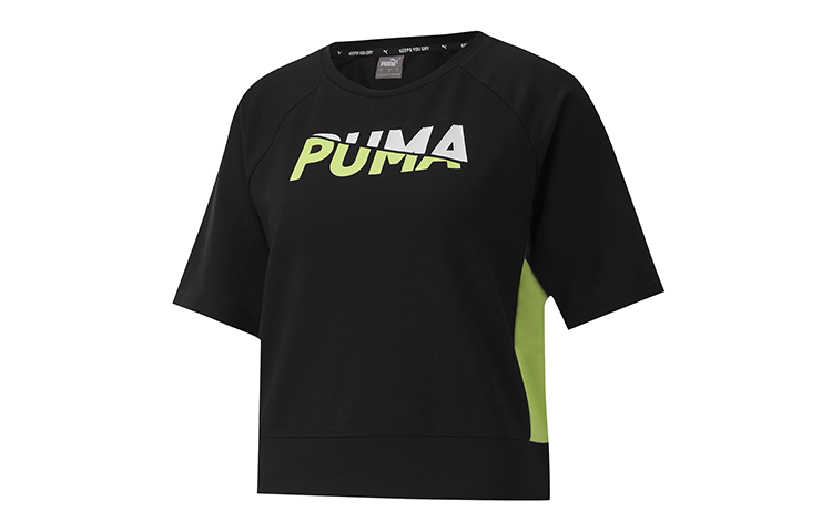 PUMA T Shirts Women's Black Crew Neck Moderate Straight Fit