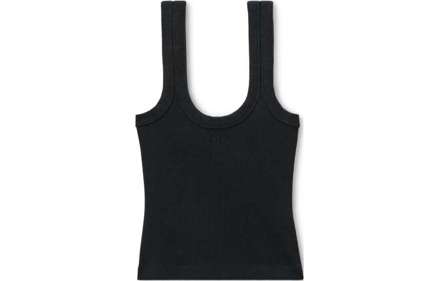 Alexander Wang Logo Embossed Fine Ribbed Tank Top