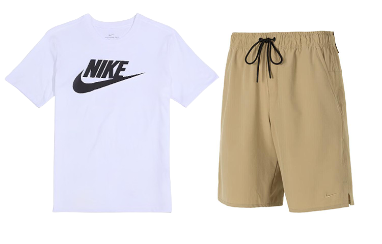 Nike Nike Casual Sportswear Men's White+Khaki Crew Neck Moderate