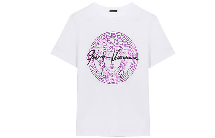 VERSACE T Shirts Women's White Crew Neck Moderate Straight Fit