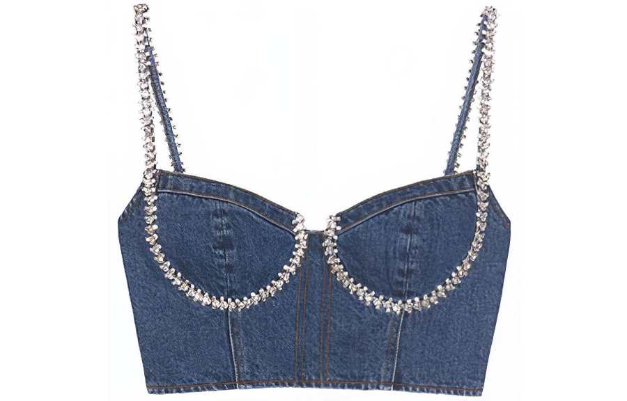 Self-portrait Self portrait Tank Top Women's Denim Blue
