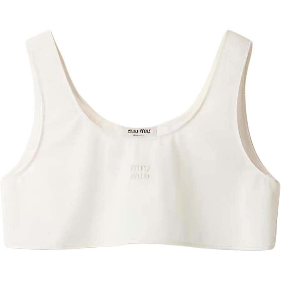 MIU MIU Logo embroidered Cotton Crop Top